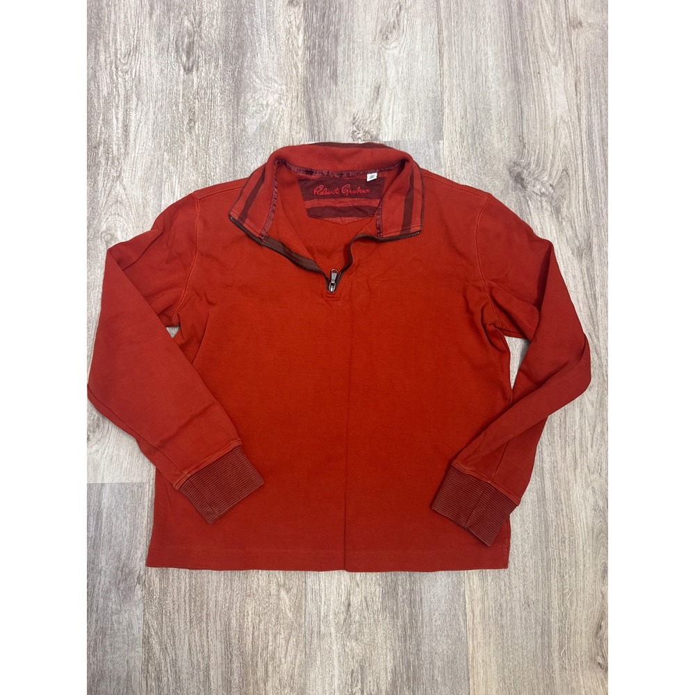 Robert Graham Mens Burnt Orange Quarter Zip Pullover Cotton Sweater Size Medium